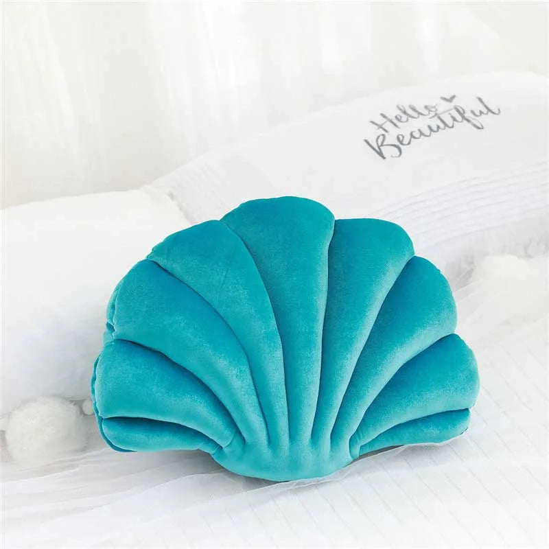 Velours Kissen mit Füllung für Wohnkultur | Sofa Kissen mit Muschel Design | Geschenk | 32x25cm Kaufschwan® Grün
