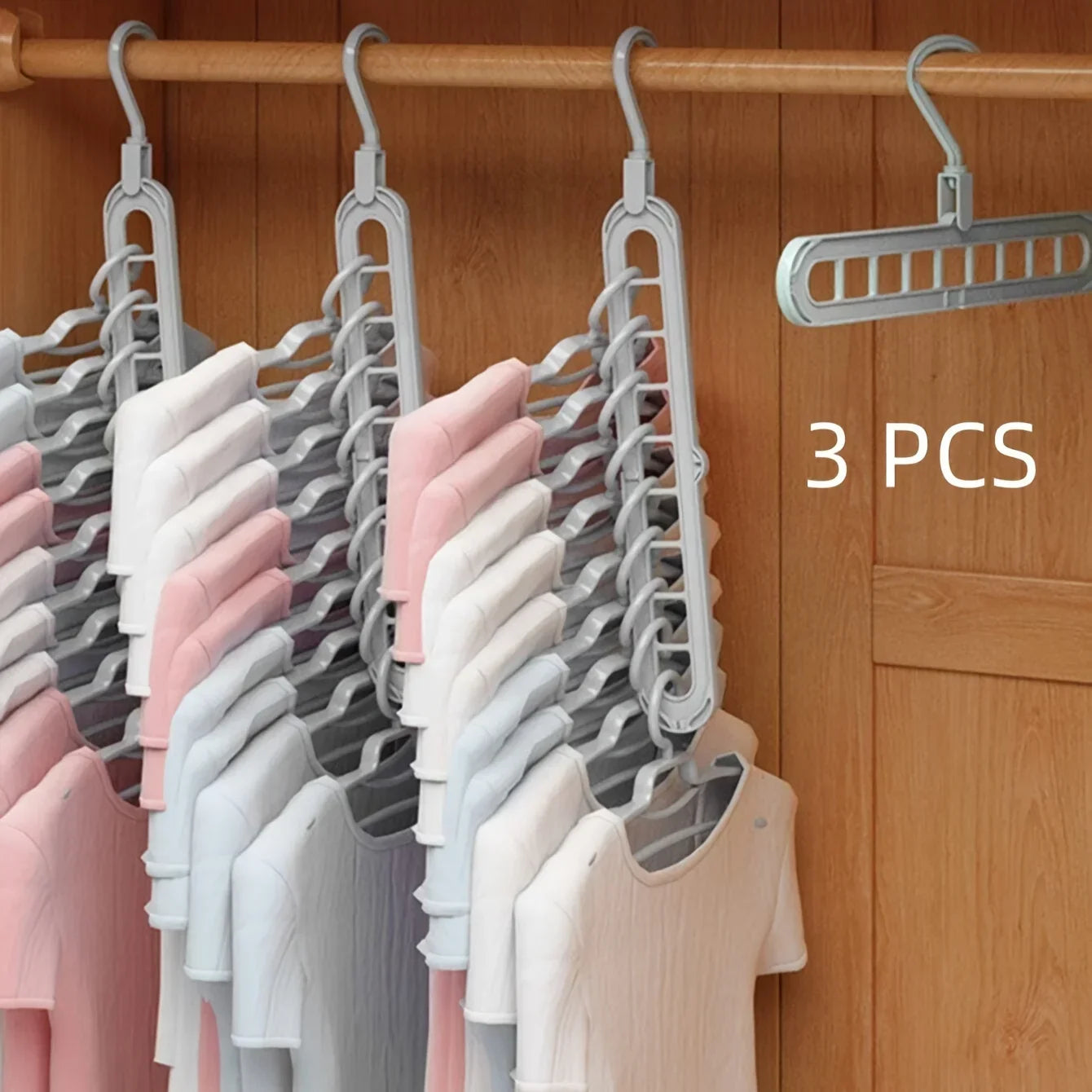 Kunststoff 9 Loch Faltbare Kleiderbügel – Robuster Platzsparender Organizer für Kleiderschrank und Garderobe Kaufschwan®