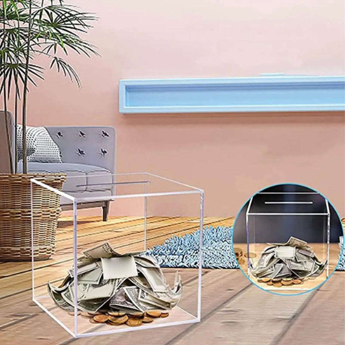 Transparente Acryl Spardose – Nicht Öffnendes Sparglas für Bargeld und Münzen Kaufschwan®