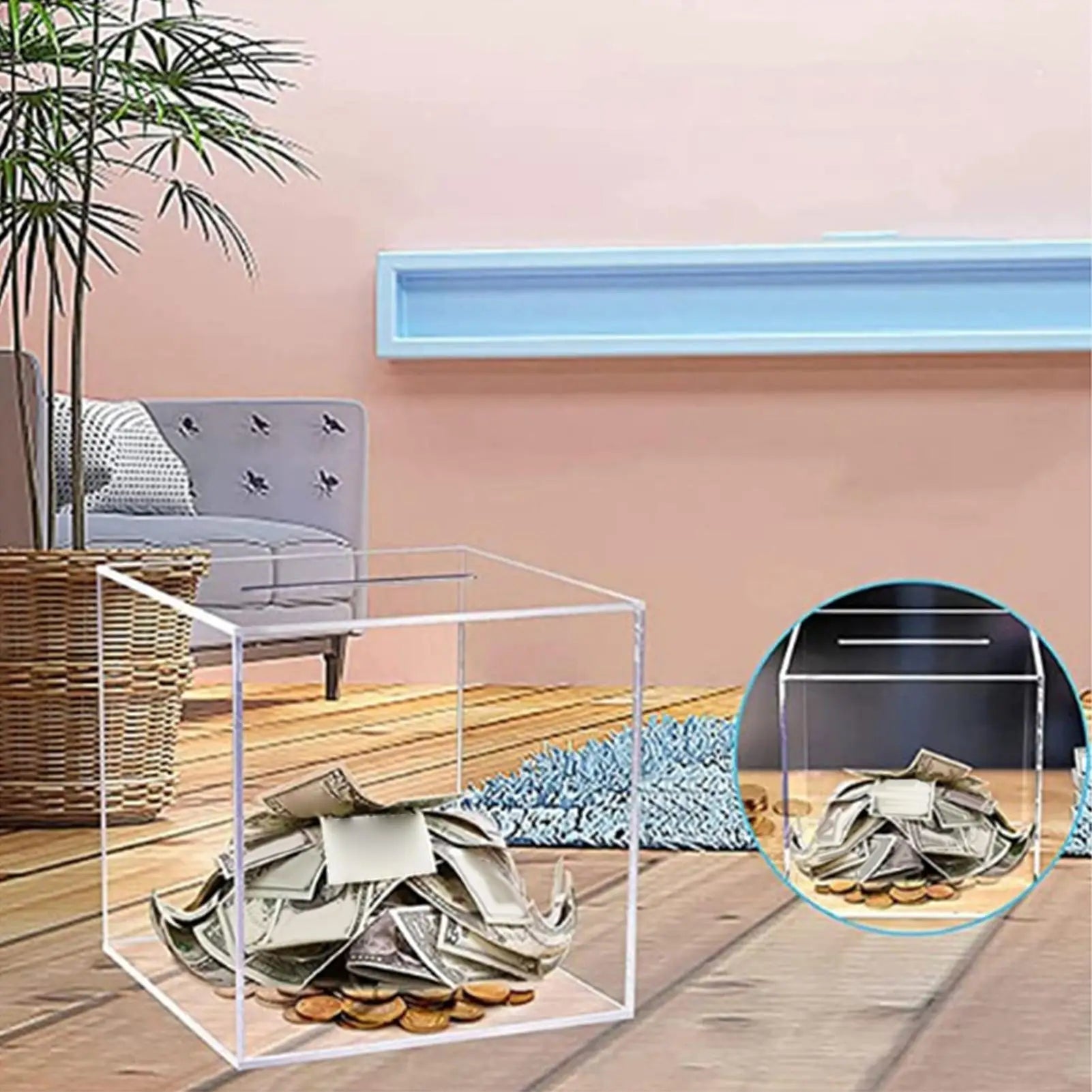 Transparente Acryl Spardose – Nicht Öffnendes Sparglas für Bargeld und Münzen Kaufschwan®