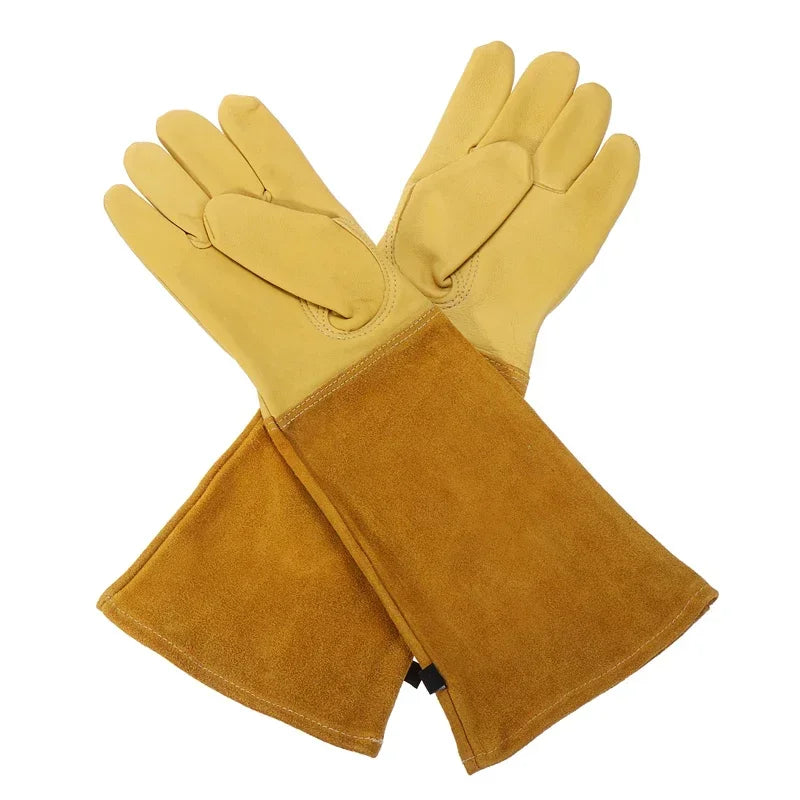 Robuste Dornenfeste Gartenhandschuhe mit Langem Schutz Ärmel für Rosenschnitt Arbeit Kaufschwan® Gelb S