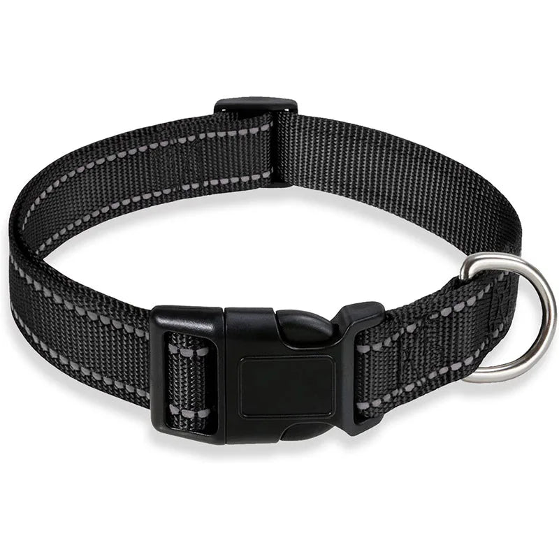 Reflektierendes Nylon Hundehalsband mit Leine Verstellbar Sicherheits Set für Kleine Mittelgroße Hunde Kaufschwan® Schwarz S 2x25-35cm