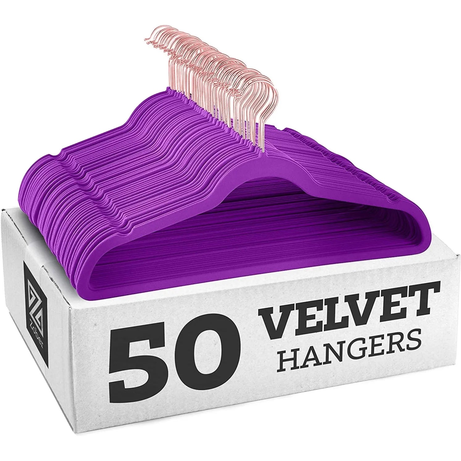 50er Set Kleiderbügel - Anti Rutsch Samt Kleiderbügel – Japanischer Stil für Kleider und Mäntel Kaufschwan® Lila/Roségold
