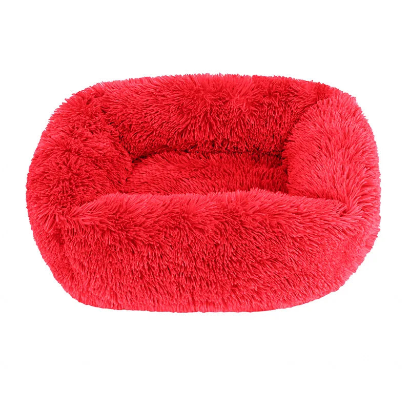 Plüsch Haustierbett Sofa – Flauschiges Kissenkorb Bett für Hunde & Katzen Kaufschwan® Rot 55x45cm