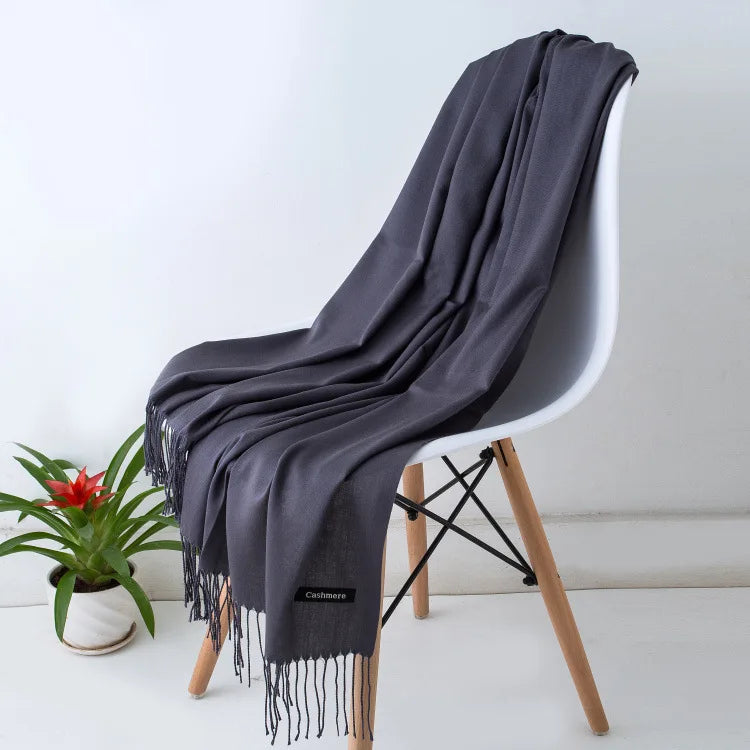Damen Pashmina Schal | Weich wie Kaschmir | Schal, Reise- & Büro-Accessoire Kaufschwan® Grau 70x200CM