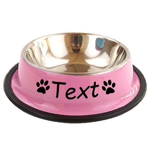 Personalisierter Haustier Futternapf – Edelstahl Schüssel mit Wunschname für Hunde & Katzen Kaufschwan® Rosa 15cm