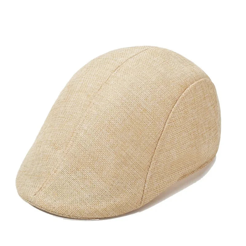 Herren Baumwoll-Leinen Barett Baseballcap | Frühling & Herbst Britische Retro Cap | Atmungsaktive Maler Kappe Mode Accessoire Kaufschwan® Beige Einheitsgröße