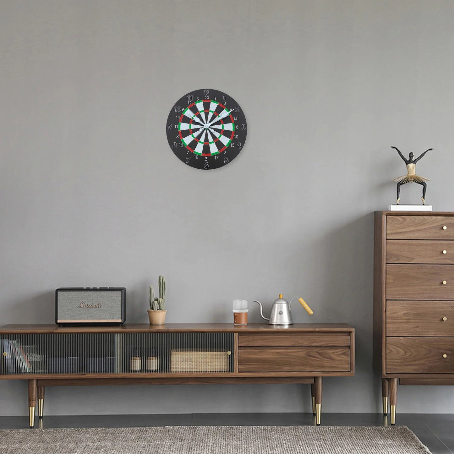 Dartboard Holz Wanduhr – Leise Quarz Deko Uhr Kaufschwan®