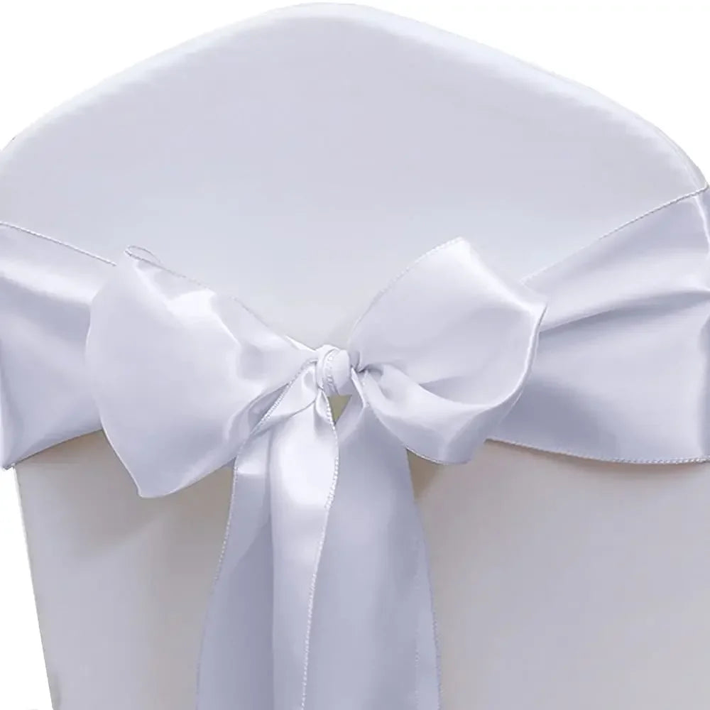 Satin Stuhlschleifen – Hochzeits Schleifenband für Stuhl Dekoration Kaufschwan® Weiß 10 Stück