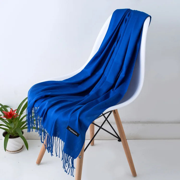 Damen Pashmina Schal | Weich wie Kaschmir | Schal, Reise- & Büro-Accessoire Kaufschwan® Dunkles Blau 70x200CM