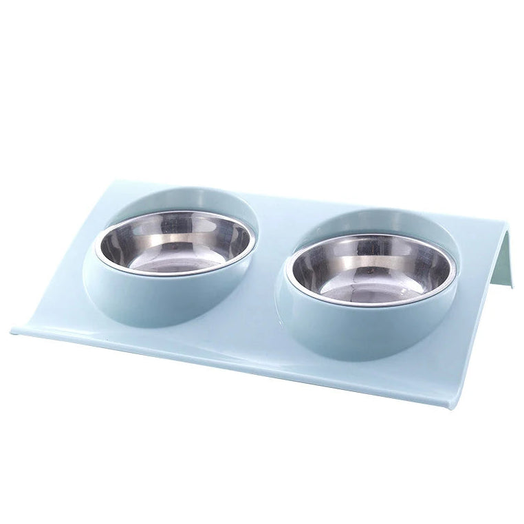Ergonomische Haustier Futterstation – Doppel Edelstahlschalen mit Modernem Look Kaufschwan® Blau S