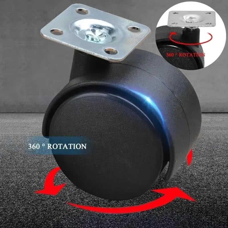 4-teiliges 1,5-Zoll-Möbelrollen-Set mit Bremsen – Geräuscharme 360° Schwenkrollen mit Feststellfunktion und Montageplatte Kaufschwan®