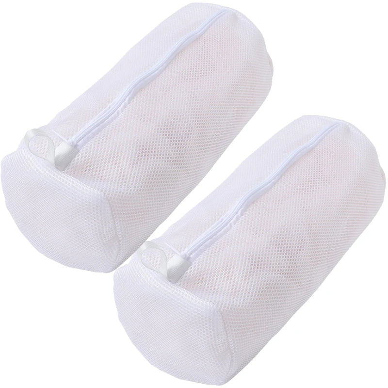 Schuh-Wäschenetz für Waschmaschine – Honigwaben-Mesh Waschbeutel mit Reißverschluss | Schuhreinigungsbeutel für Sneaker & Laufschuhe (39×18cm) Kaufschwan® Weiß - 2 Stück
