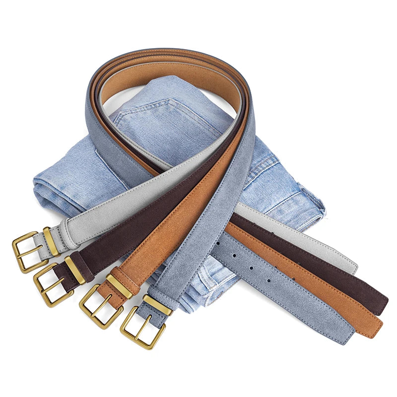 Luxus Wildledergürtel aus Rindsleder für Damen – Vintage Stil mit Goldschnalle | 3,5 cm Breiter Taillengürtel für Kleider & Jeans Kaufschwan®