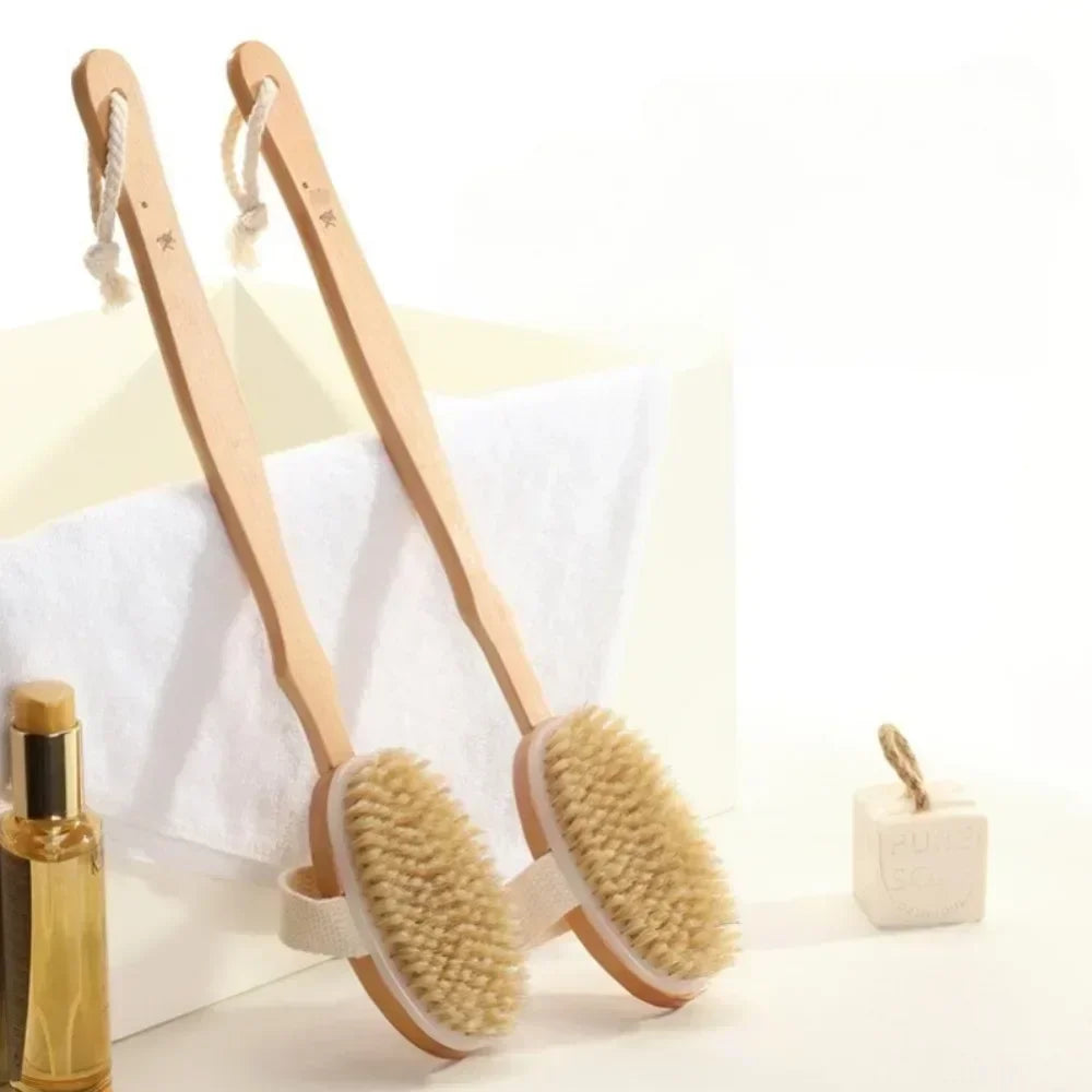 Naturborsten Rückenbürste – Abnehmbarer Langer Holzgriff Trocken Körper Massagebürste Kaufschwan®
