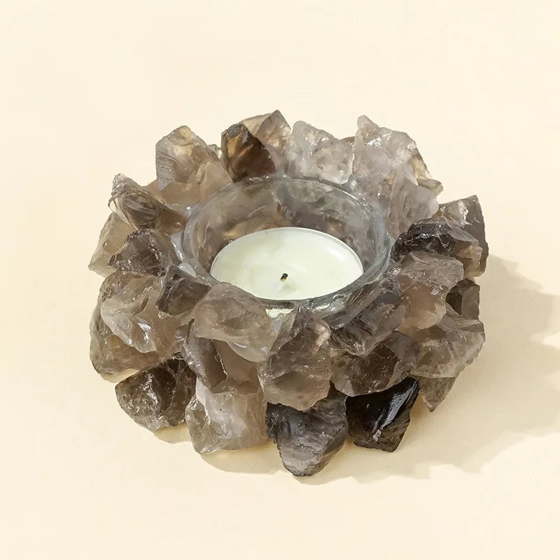 Natürlicher Kristall Rohstein Kerzenhalter – Amethyst, Citrin & Rosenquarz Aromatherapie Stein für Weihnachten & Wohndekoration Kaufschwan®