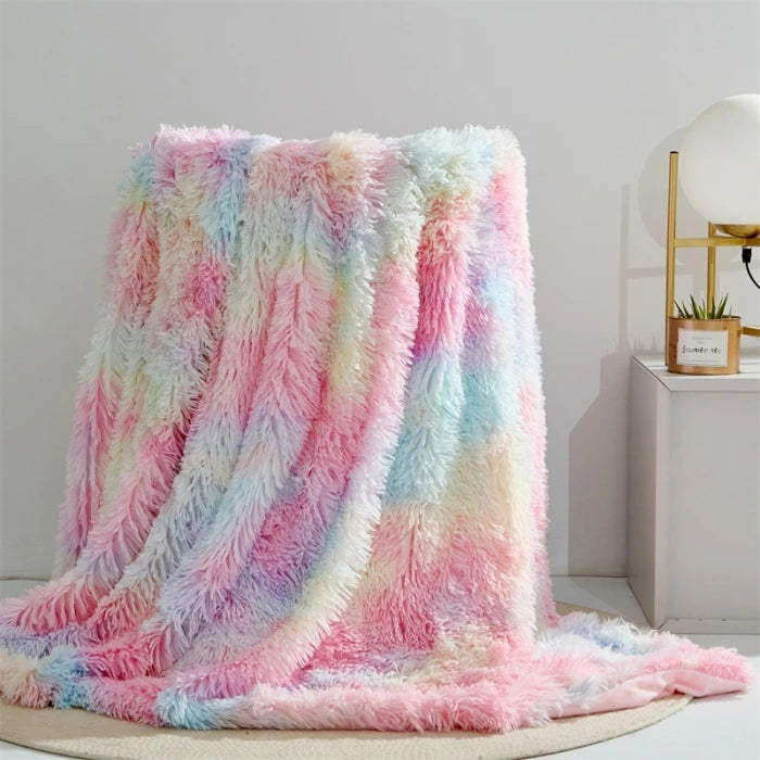 Vier-Jahreszeiten Universelle Nerz-Fleece-Decke – Flauschige Tie-Dye Einfarbige Decke für Wärme und Komfort Kaufschwan® Zuckerwatte-Mix 200x230cm