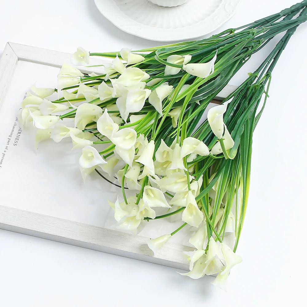 Künstliche Hufeisenlilien für Außenbereiche – UV-beständige Kunststoffblumen für Herbst | Gartendeko, Balkon & Wohnraumgestaltung Kaufschwan® Weiß