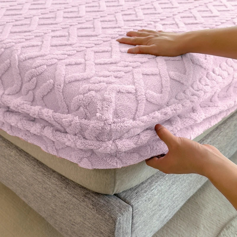 3D Prägung Samt Matratzenschoner – Verdicktes Winter Warm Spannbettlaken & Matratzenschutz