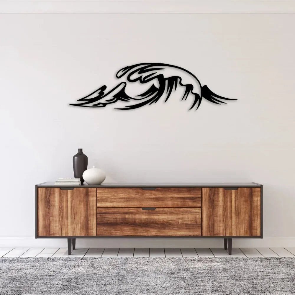 Meereswelle Metall Wandbild – Rostfreie Eisen Hängedekoration Kaufschwan®