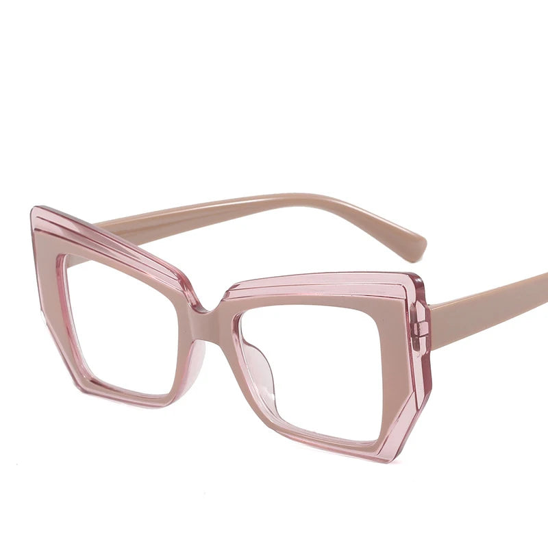 Anti-Blau-Licht Brille für Damen & Herren – Polygon Anti-Blau-Licht Fassung | Modische Optische Brille im Besonderen Design Kaufschwan® Rosa