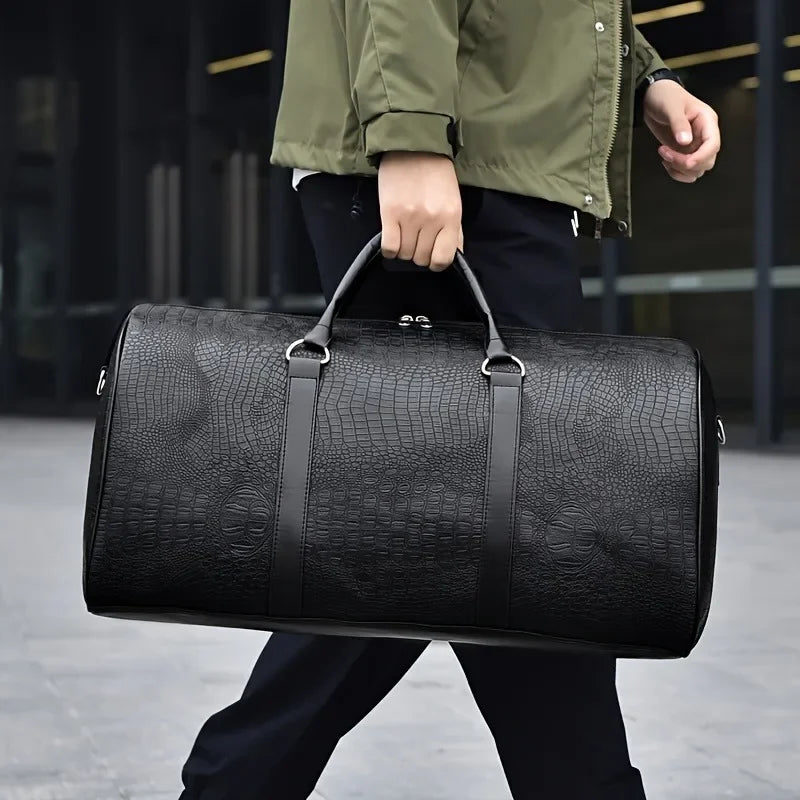 Große Retro Reisetasche mit Krokodilprägung – Robuste Unisex Duffle Bag für Urlaub & Reisen | Vielseitiges Geschenk für Damen & Herren Kaufschwan®