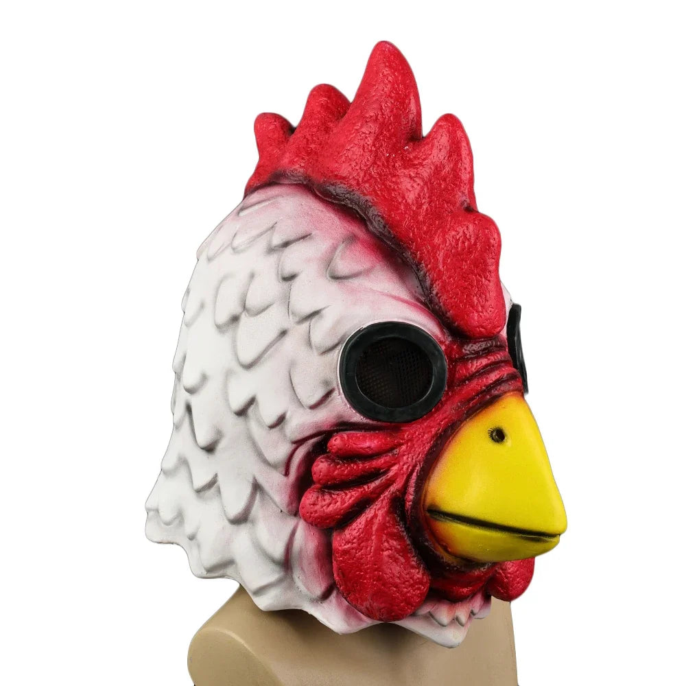Cosplay Latex Miami Hahn Maske – Lustige Hühnerkopf Tiermaske für Halloween, Maskerade & Erwachsene Kostümpartys Kaufschwan®