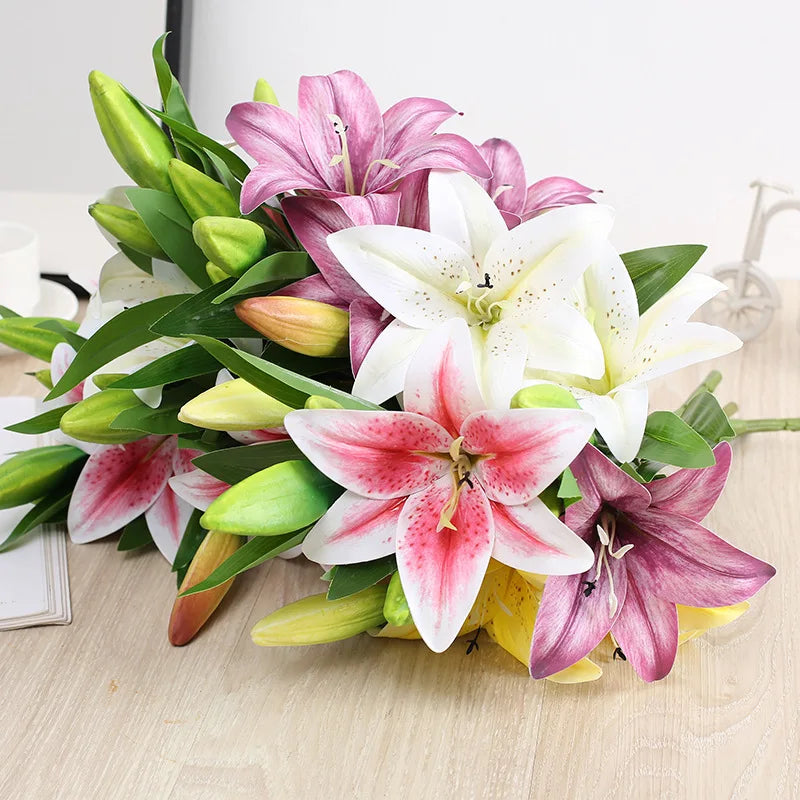 41cm Künstliche Lilien – Realistischer Lilienstrauß für Hochzeit, Zuhause, Hotel, Restaurant, Büro & Gartendekoration Kaufschwan®