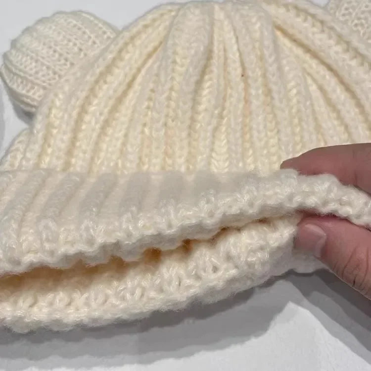 Süße Bärenohren Strickmütze – Dicke Plüsch Wintermütze für Damen & Mädchen | Niedliche Harajuku Gothic Korean Style Beanie Kaufschwan®