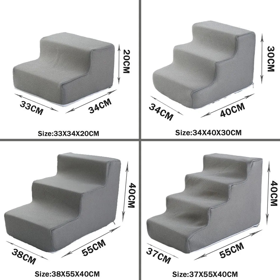 3-Stufen Haustiertreppe – Rutschfeste Abnehmbare Hunde- & Katzenleiter für Bett und Sofa Kaufschwan® Hellgrau 2 Stufen (33X34X20CM)