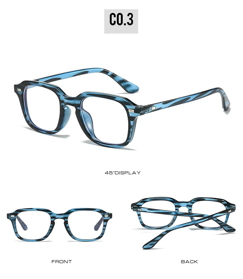 Quadratische Anti-Blau-Licht Brille – Unisex Transparentes Gestell für Damen & Herren | Modische Computerbrille mit Nieten-Design Kaufschwan®