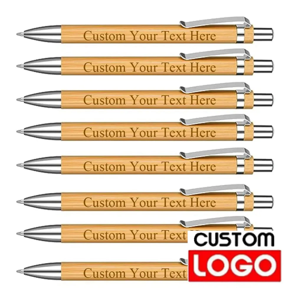 20–200 Stück Bambus-Kugelschreiber mit Gravur – Personalisierter Logo-Stift | Umweltfreundliches Geschenk für Hochzeit, Taufe & Baby-Party Kaufschwan®