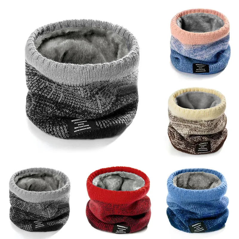 Winter Weicher Gestrickter Nackenwärmer – Dick Gefütterter Gradient Flausch Schal für Damen & Herren | Kälteschutzkragen für Outdoor Wandern & Radfahren Kaufschwan®