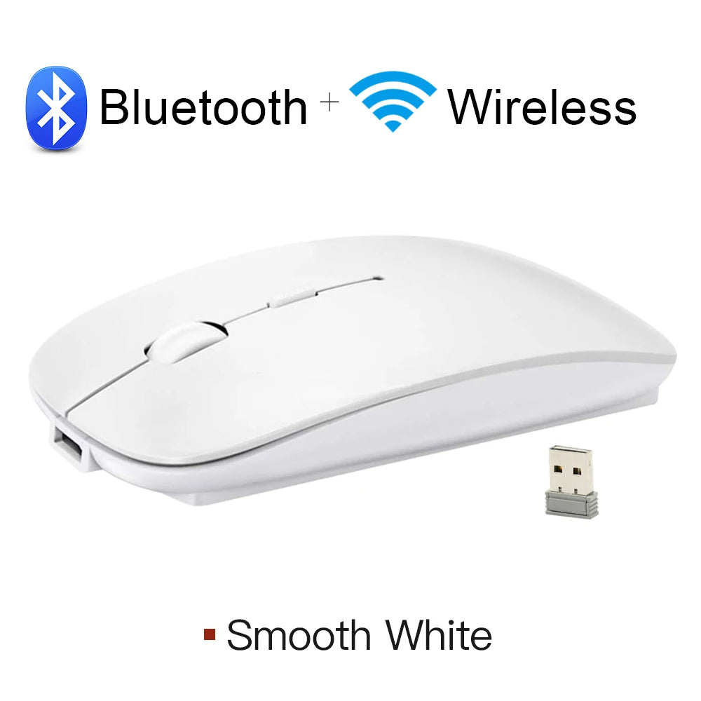 Wiederaufladbare Kabellose Bluetooth Maus – Ergonomische Mini USB 2.4GHz Leise Optische Maus für Laptop, PC & MacBook Kaufschwan® Weiß