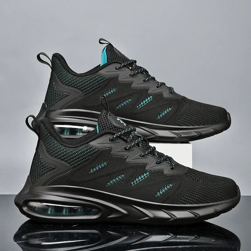 Herren Laufschuhe – Modische Trainingssneaker mit Dämpfung | Atmungsaktive Mesh Sportschuhe für Laufen, Gehen & Rennen Kaufschwan® Schwarz Grün 39