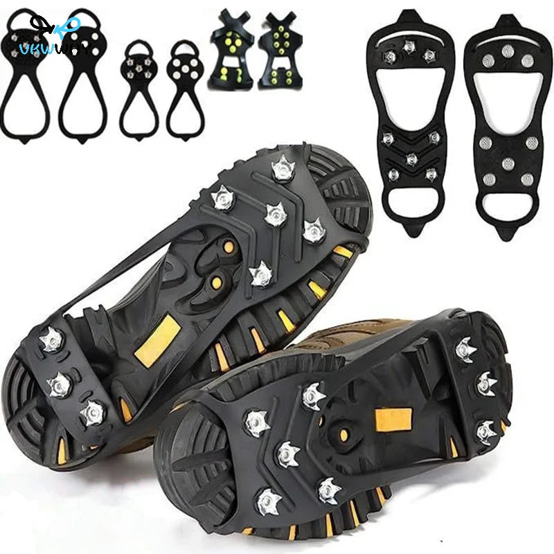 5/8-Zacken Eis Krallen Schuhüberzüge – Anti-Rutsch Spikes für Schuhe | Outdoor Wandern & Bergsteigen Schnee Steigeisen Kaufschwan® 35-40