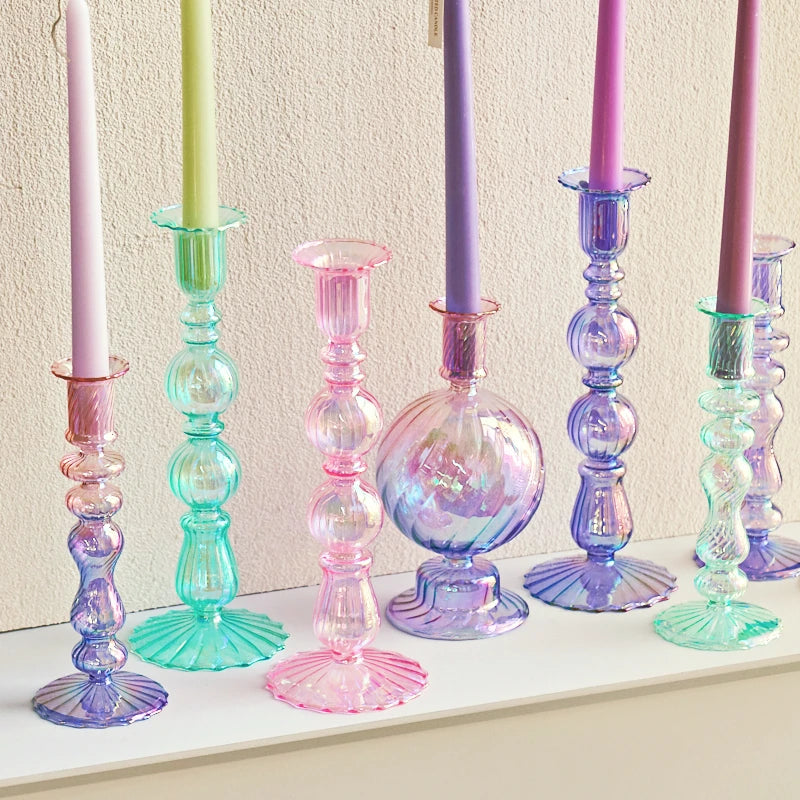 Floriddle Retro Kerzenständer – Hohe Stabkerzenhalter im Glasvasen-Stil für Zuhause, Party & Hochzeitsdekoration Kaufschwan®