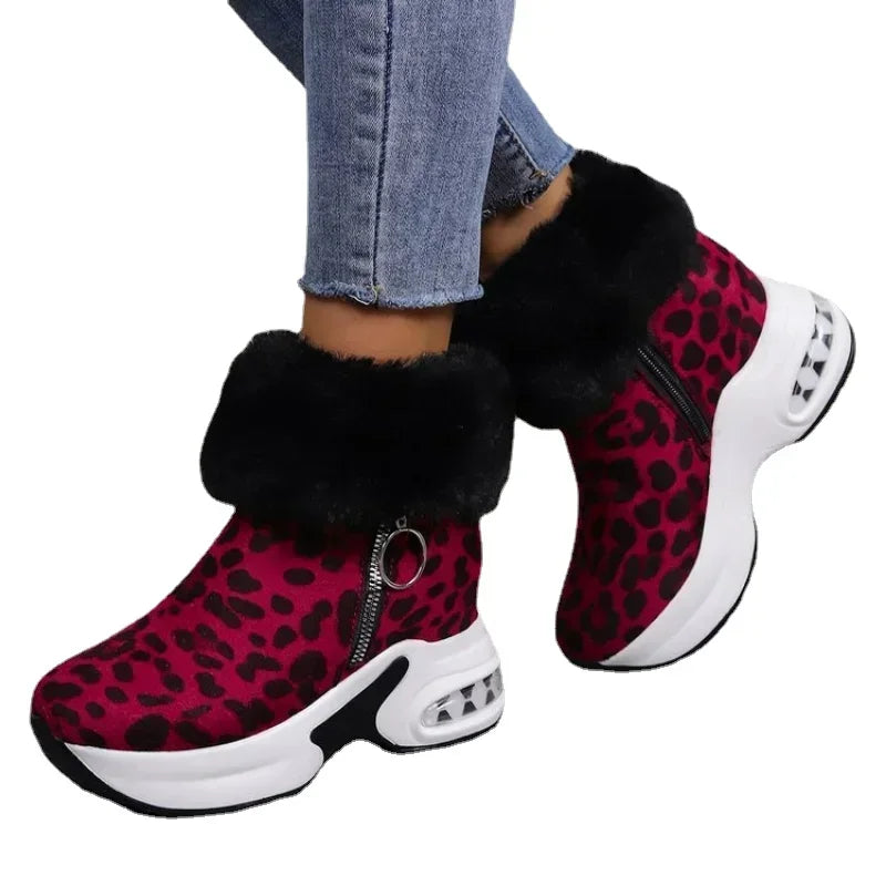 Damen Plateau Schneestiefel – Dicksohlige Winter Stiefeletten aus Kunst-Wildleder | Rutschfeste Knöchelstiefel mit Kunstfellfutter Größe 43 Kaufschwan®