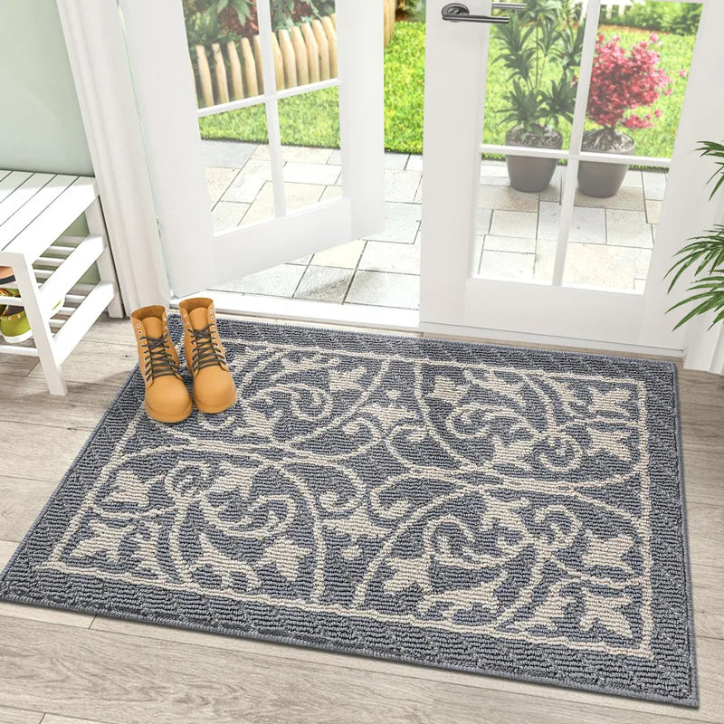 Retro Outdoor Fußmatte – Veranda- & Gartenmatte mit Staubfang-Design, Rutschfest & Langlebiges Polypropylen Kaufschwan® Hellgrau 50x80cm