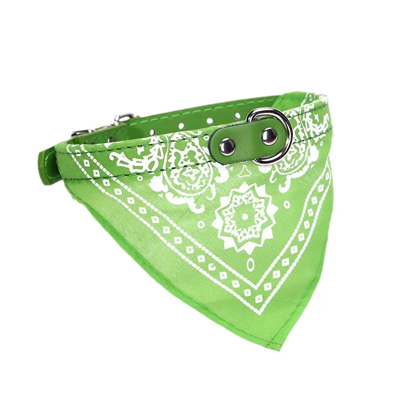 PU Leder Hundehalsband mit Schal Verstellbar Stilvolles Halsband für Kleine Mittelgroße Hunde Welpen Kaufschwan® Grün XS-1.5-3.5kg