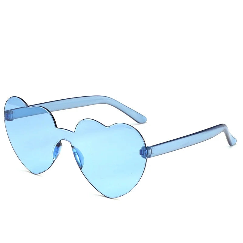 Randlose Herzförmige Polarisierte Sonnenbrille – Farbenfrohe Getönte Sonnenbrille mit UV400-Schutz und Polycarbonatgläsern für Damen und Mädchen Kaufschwan® Blau