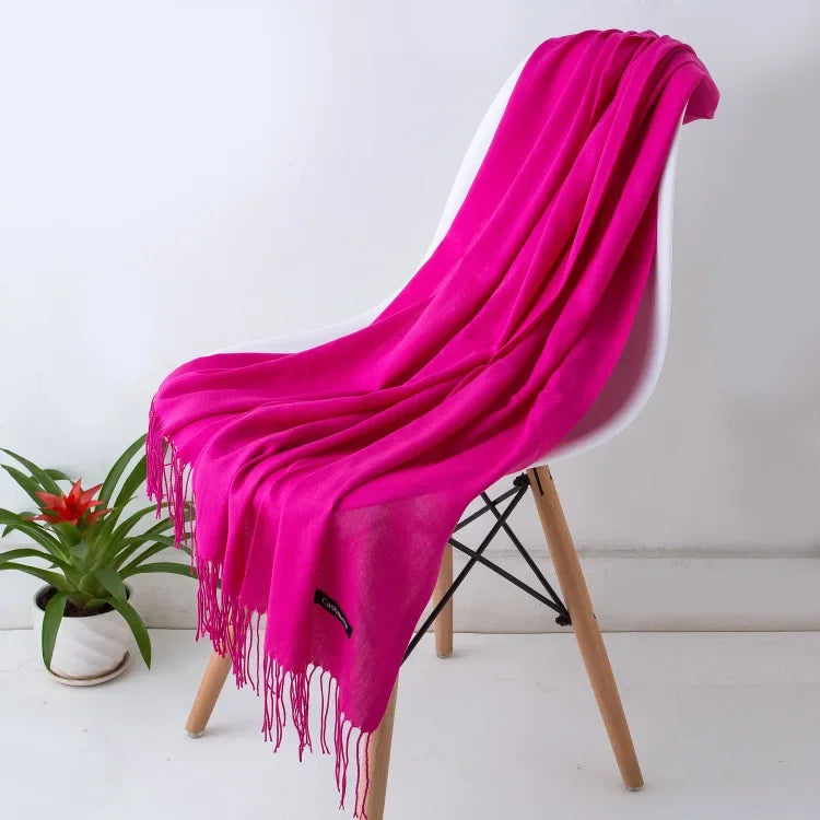 Damen Pashmina Schal | Weich wie Kaschmir | Schal, Reise- & Büro-Accessoire Kaufschwan® Pink 70x200CM