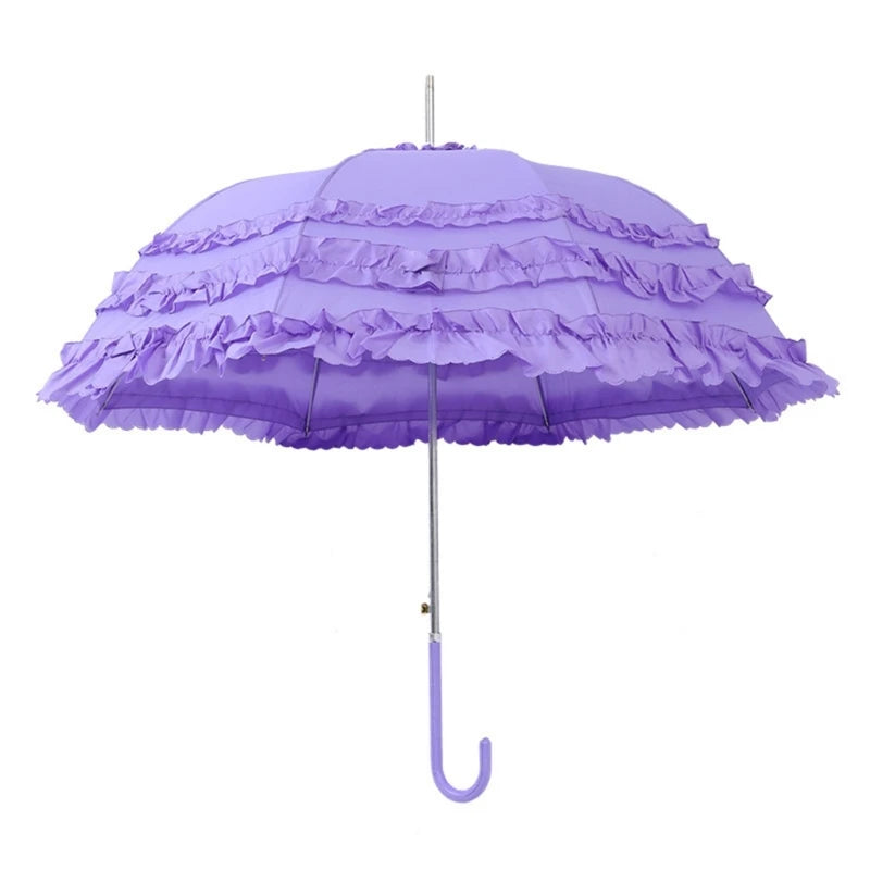 Leichter Sommer & Regen Spitzen Schirm – Sommer Lolita Spitzen-Parasol – Femininer Damen Sonnenschirm, Niedlicher Haushalts-Schirm für Sonne & Stil Kaufschwan® Lila
