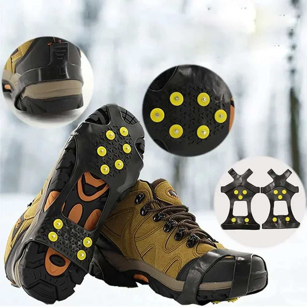 10 Zacken Schnee & Eis Anti-Rutsch Schuhspikes – Thermoplastische Elastomer Steigeisen Überzüge für Winter Wandern & Klettern Kaufschwan®