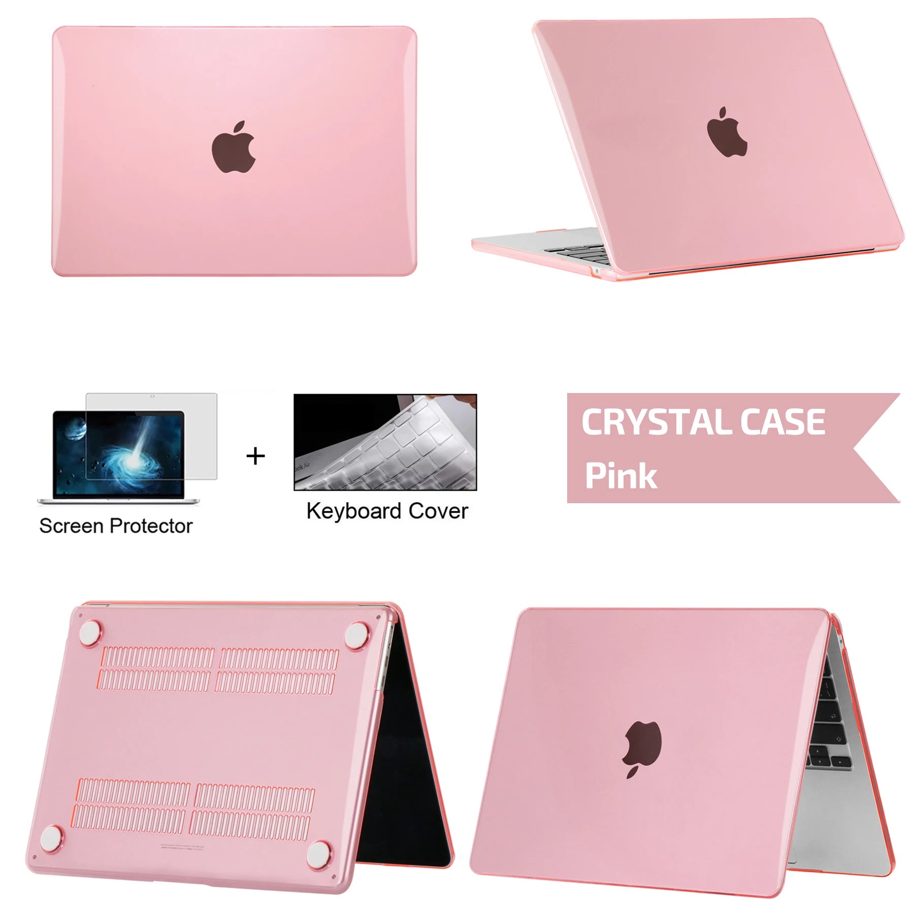 Laptop Hülle für MacBook Air & Pro – Schlanke Stoßfeste Hartschalen Schutzhülle Kaufschwan® Kristallrosa Neo A3404