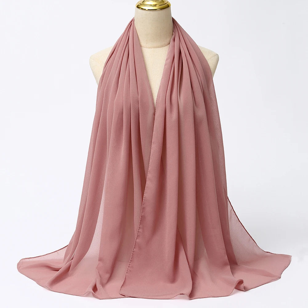 Muslimischer Chiffon Hijab Schal – Damen Langer Einfarbiger Kopf Schal | Eleganter Jersey Schleier & Modisches Umschlagtuch Kaufschwan®