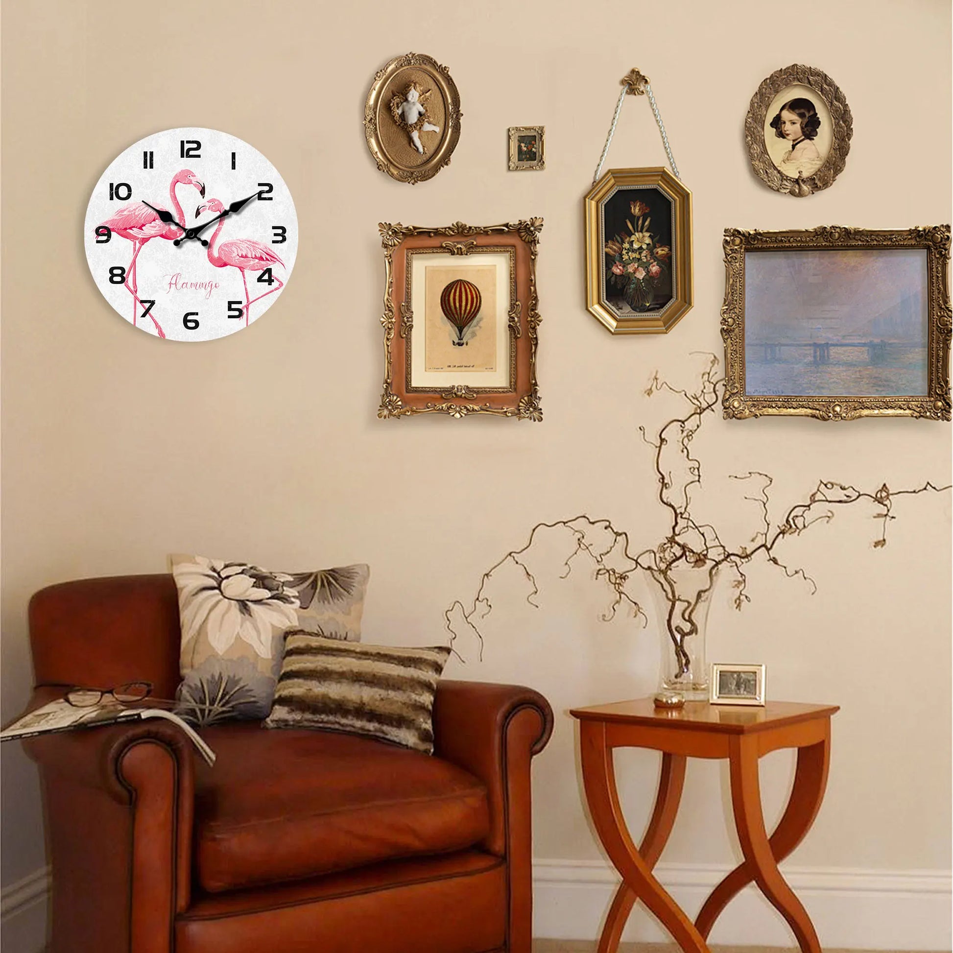 Rosa Flamingo Holz Wanduhr – Leise Quarz Deko Uhr Kaufschwan®