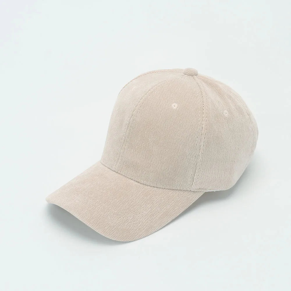 Corduroy Baseballkappe | Damen Retro Einfarbige Baseballcap | Herbst Winter Hüte für Herren & Damen | Unisex Freizeit Gebogener Schirm Kaufschwan® Beige 56-58cm