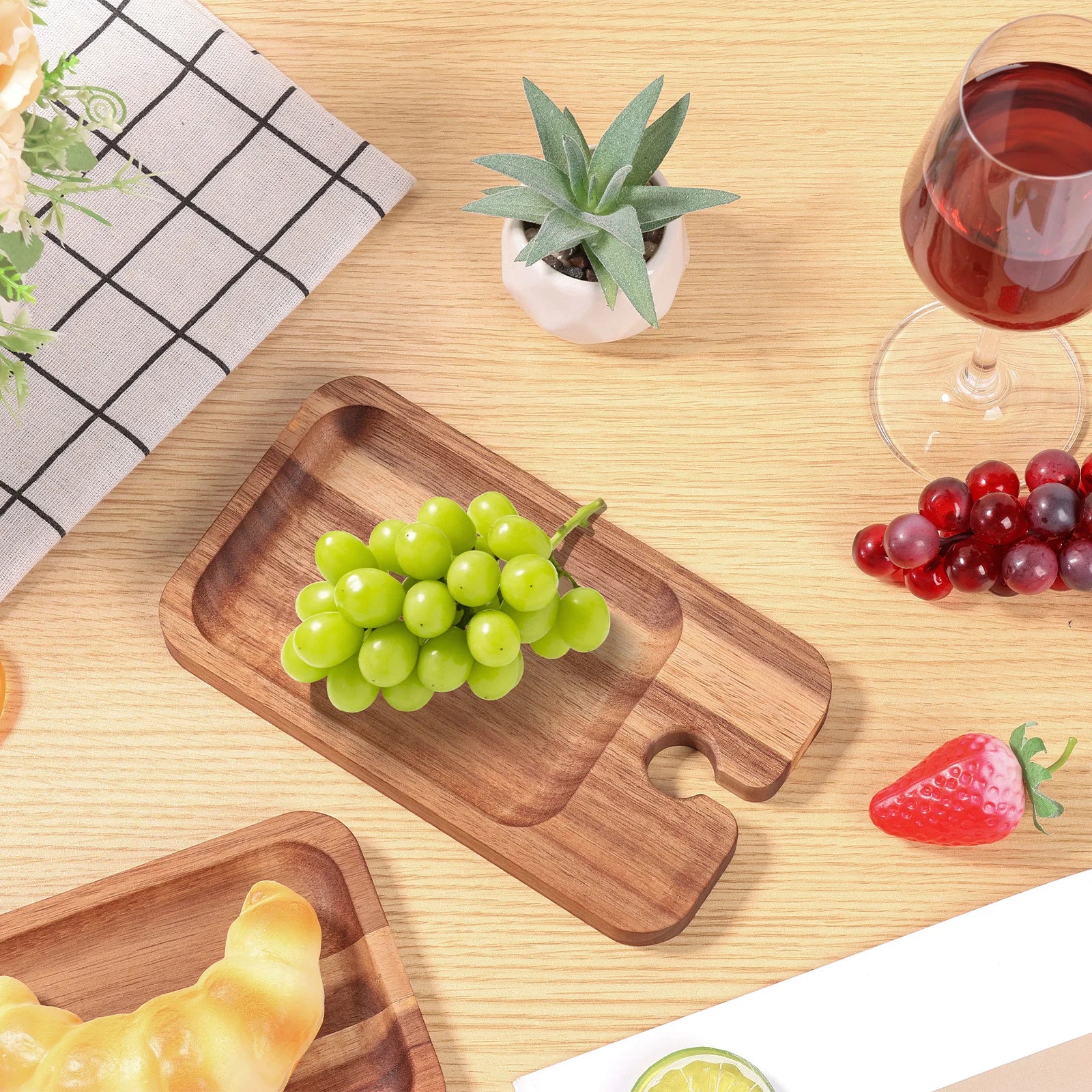 Holz Dessertteller Tableware – Wein & Aperitif Platte | Serviertablett für Snacks & Trockenfrüchte Kaufschwan®