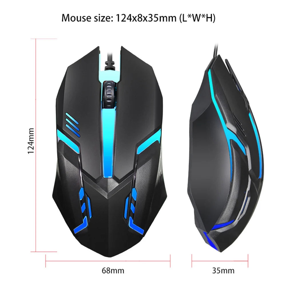 E-Sports USB Kabel Gaming Maus – Bunte LED Optische Maus 5000 DPI | Kabelgebundene Gamer Maus für Desktop, Laptop & PC Kaufschwan®